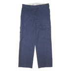 DICKIES Mens Polyester Blend Navy Relaxed Straight Trousers W35 L31 Workwear
