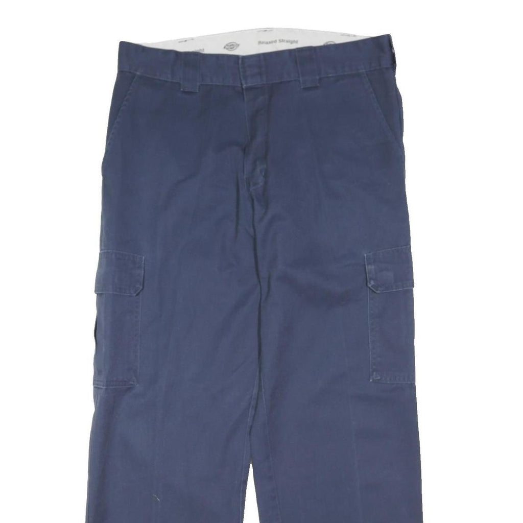 DICKIES Mens Polyester Blend Navy Relaxed Straight Trousers W35 L31 Workwear