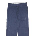 DICKIES Mens Polyester Blend Navy Relaxed Straight Trousers W35 L31 Workwear