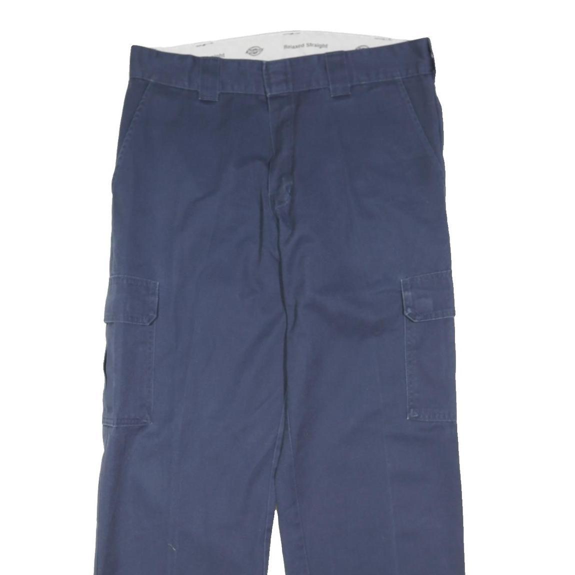 DICKIES Mens Polyester Blend Navy Relaxed Straight Trousers W35 L31 Workwear