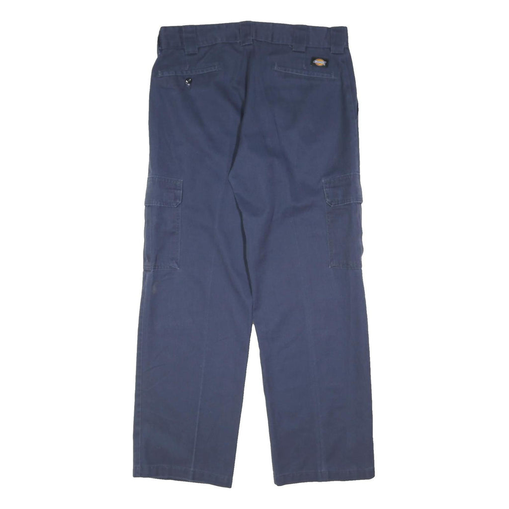 DICKIES Mens Polyester Blend Navy Relaxed Straight Trousers W35 L31 Workwear