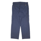 DICKIES Mens Polyester Blend Navy Relaxed Straight Trousers W35 L31 Workwear