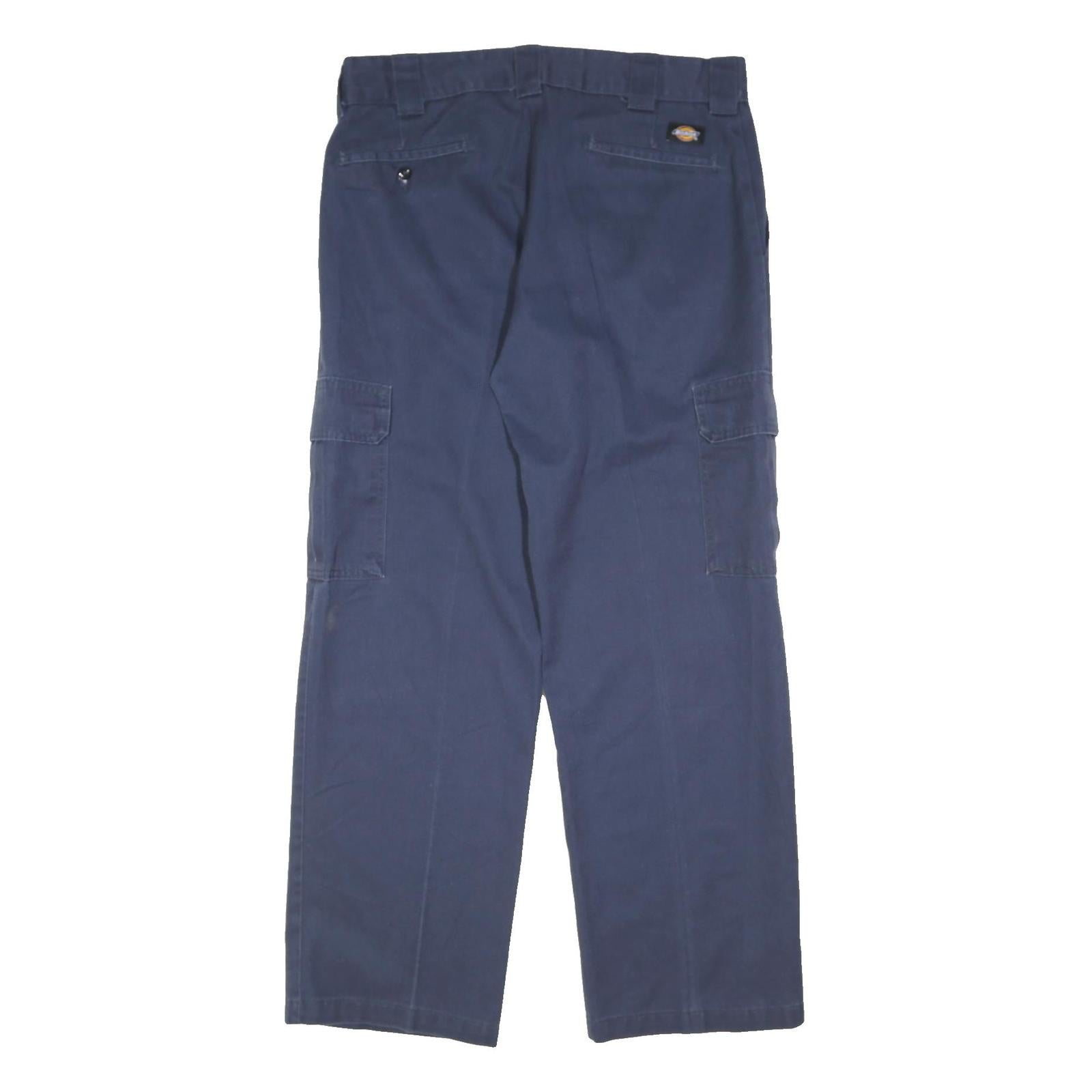 DICKIES Mens Polyester Blend Navy Relaxed Straight Trousers W35 L31 Workwear