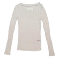 SUPERDRY Womens White Patterned Jumper Cable Knit Crew Neck S Cotton Blend Slim