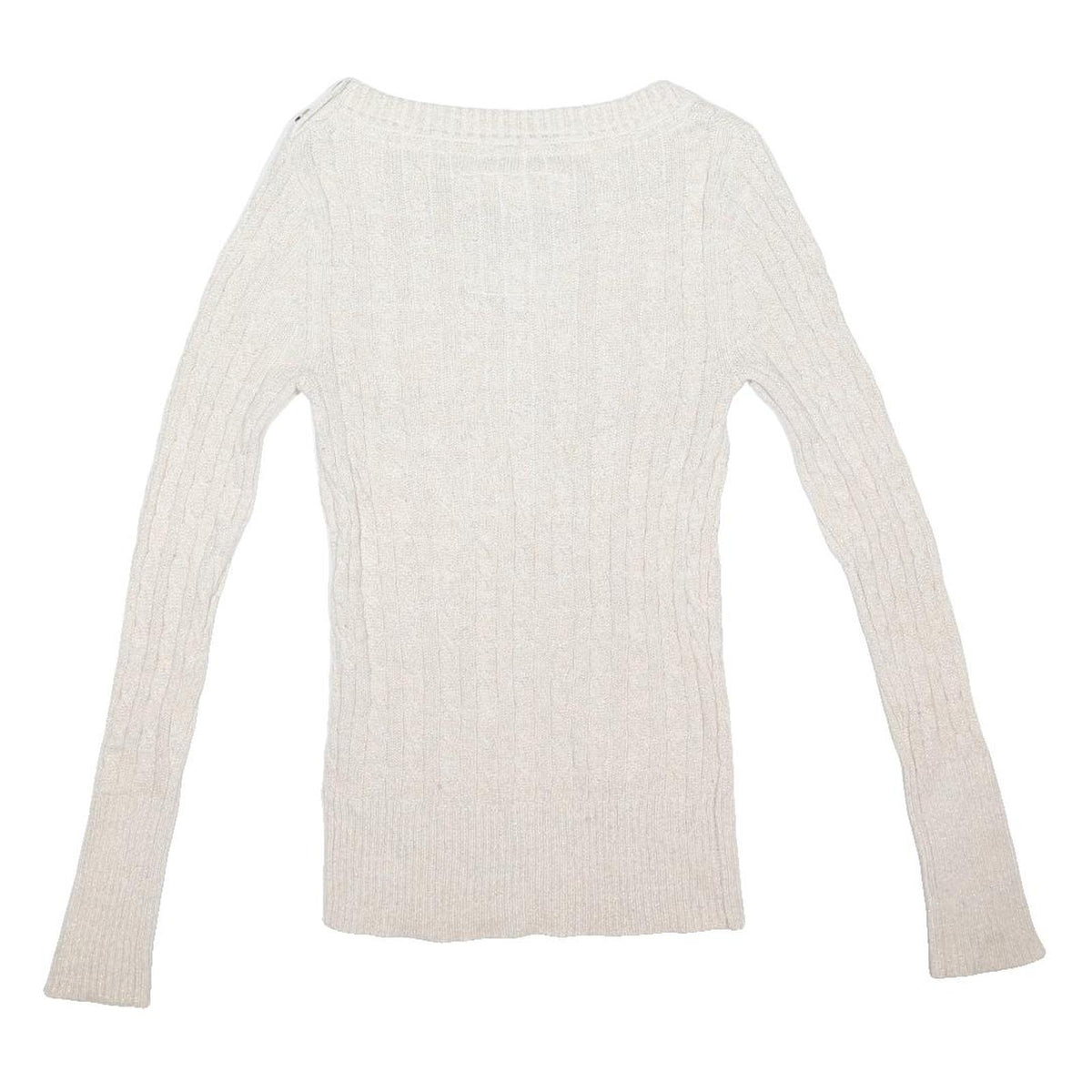 SUPERDRY Womens White Patterned Jumper Cable Knit Crew Neck S Cotton Blend Slim