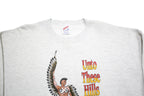 JERZEES Mens Grey Unto These Hills Crew Neck L Sweatshirt Cotton Blend Pullover