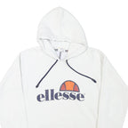 ELLESSE Mens White Hoodie S Cotton Blend Pullover Logo Hooded Sweatshirt