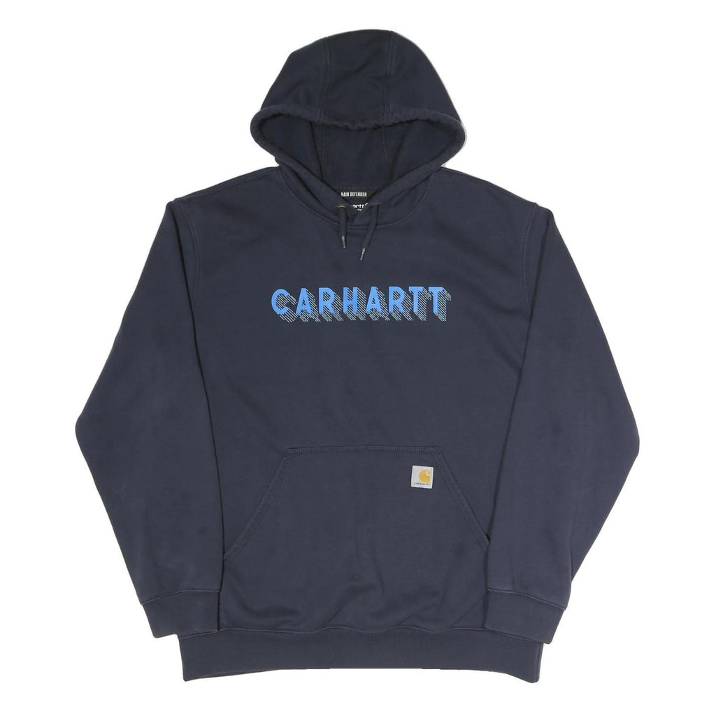 CARHARTT Mens Navy Hoodie L Cotton Blend Pullover Hooded Sweatshirt