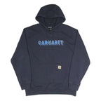 CARHARTT Mens Navy Hoodie L Cotton Blend Pullover Hooded Sweatshirt