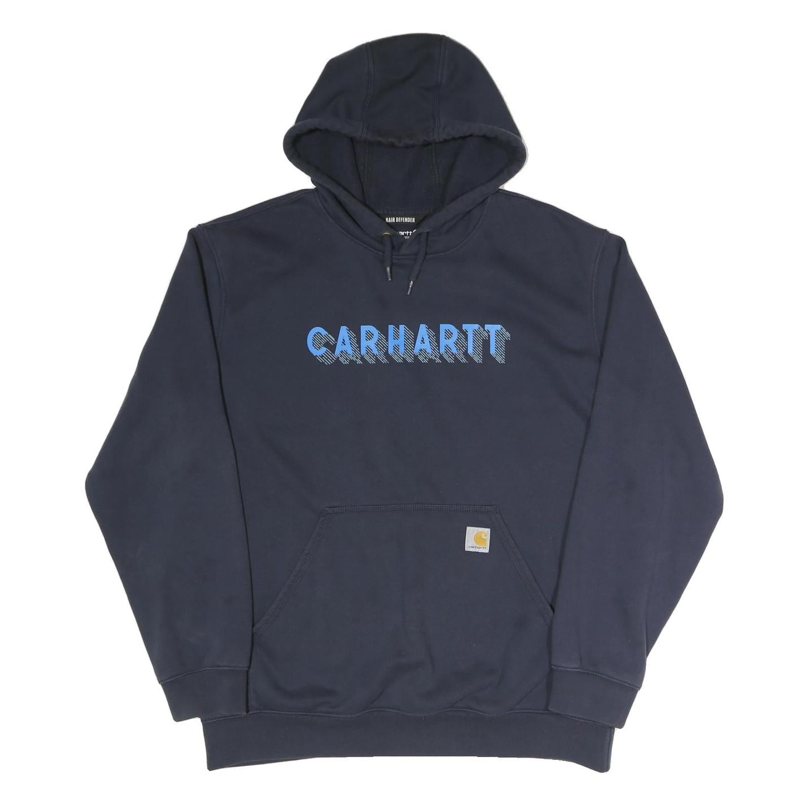 CARHARTT Mens Navy Hoodie L Cotton Blend Pullover Hooded Sweatshirt