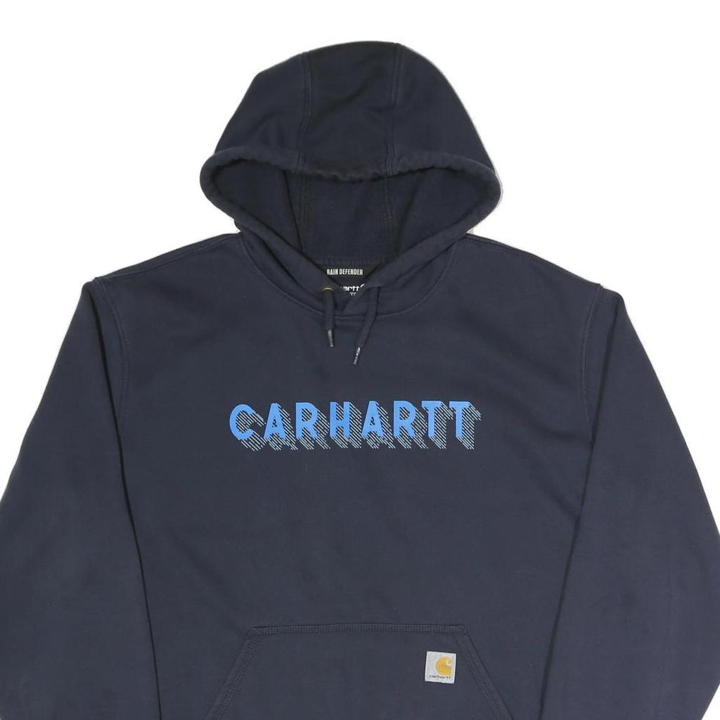 CARHARTT Mens Navy Hoodie L Cotton Blend Pullover Hooded Sweatshirt