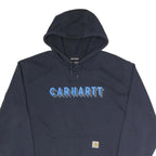 CARHARTT Mens Navy Hoodie L Cotton Blend Pullover Hooded Sweatshirt