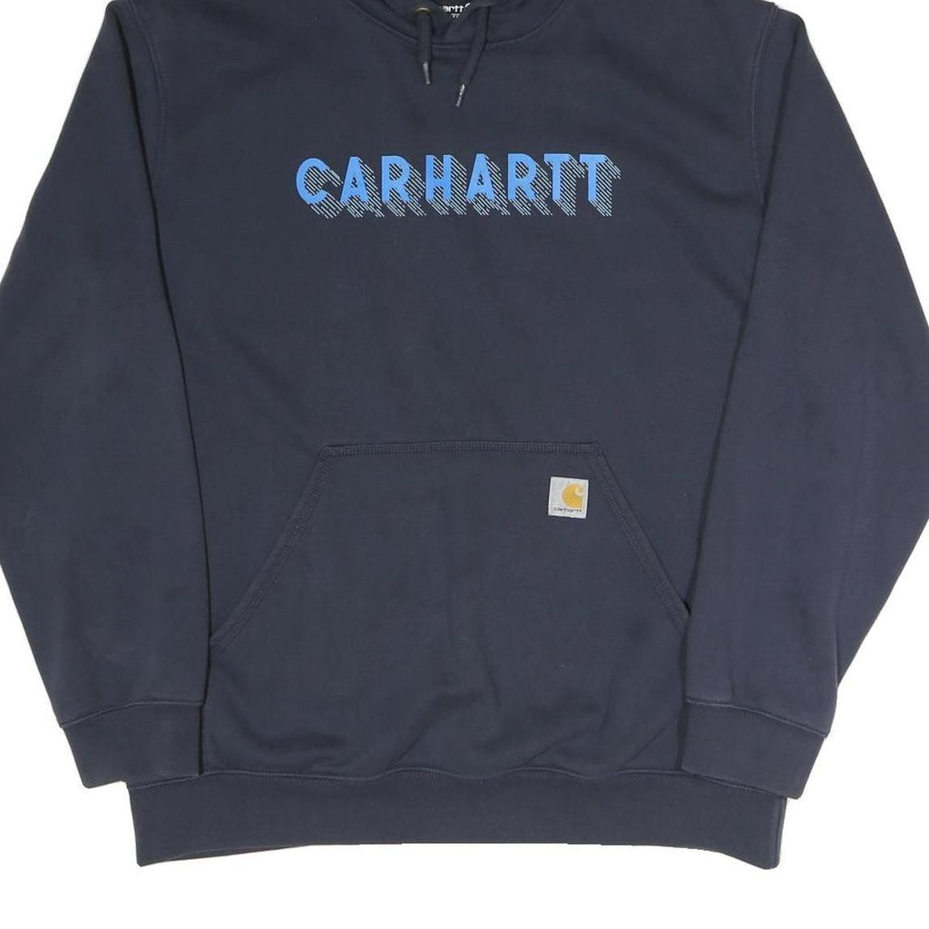 CARHARTT Mens Navy Hoodie L Cotton Blend Pullover Hooded Sweatshirt