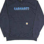 CARHARTT Mens Navy Hoodie L Cotton Blend Pullover Hooded Sweatshirt