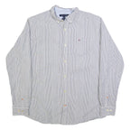 TOMMY HILFIGER Mens Shirt White Striped Long Sleeve XL