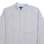 TOMMY HILFIGER Mens Shirt White Striped Long Sleeve XL