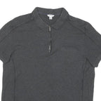 CALVIN KLEIN Mens Grey Short Sleeve Plain L Polo Shirt Cotton Blend Zip Neck