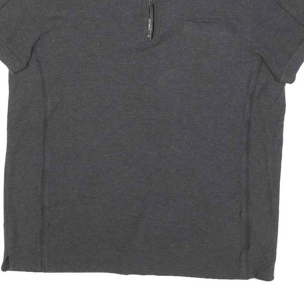 CALVIN KLEIN Mens Grey Short Sleeve Plain L Polo Shirt Cotton Blend Zip Neck