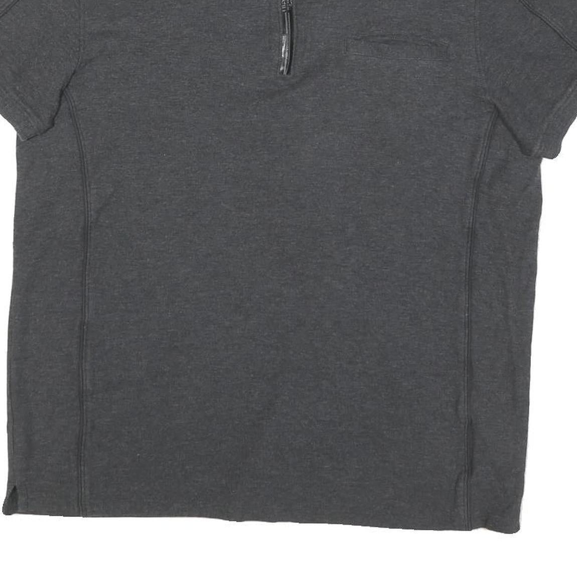 CALVIN KLEIN Mens Grey Short Sleeve Plain L Polo Shirt Cotton Blend Zip Neck