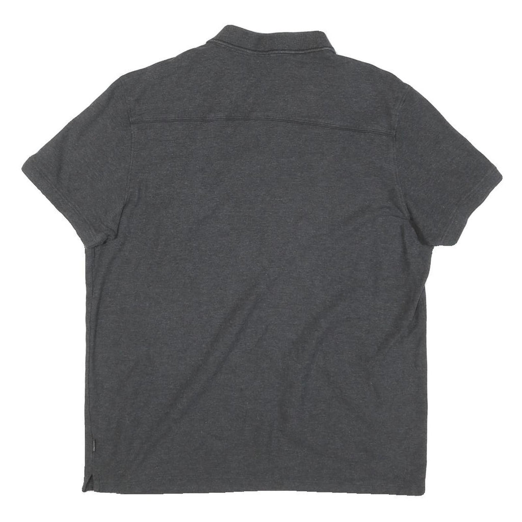 CALVIN KLEIN Mens Grey Short Sleeve Plain L Polo Shirt Cotton Blend Zip Neck