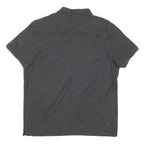 CALVIN KLEIN Mens Grey Short Sleeve Plain L Polo Shirt Cotton Blend Zip Neck
