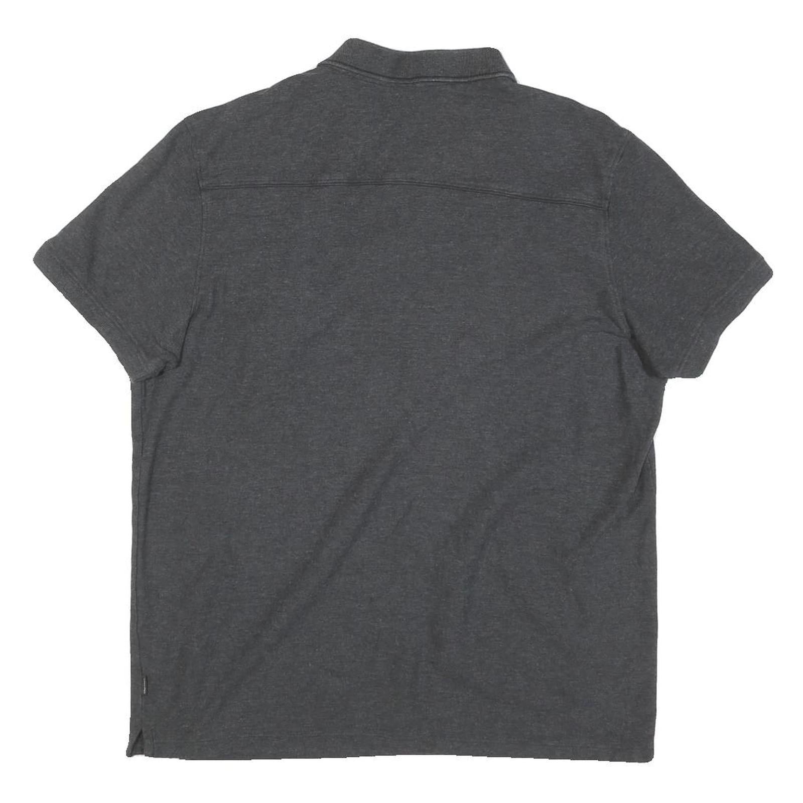 CALVIN KLEIN Mens Grey Short Sleeve Plain L Polo Shirt Cotton Blend Zip Neck