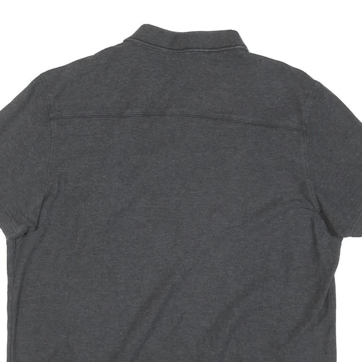 CALVIN KLEIN Mens Grey Short Sleeve Plain L Polo Shirt Cotton Blend Zip Neck