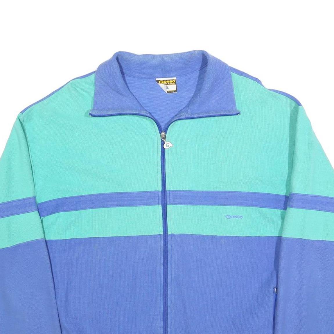 GONSO Mens Blue & Turquoise Zip Jacket XL Cotton Blend Colourblock Casual