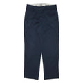 DICKIES Mens Cotton Blend Navy Regular Straight Trousers W36 L32 Workwear Zip