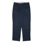DICKIES Mens Cotton Blend Navy Regular Straight Trousers W36 L32 Workwear Zip
