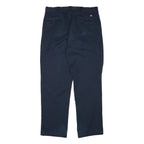 DICKIES Mens Cotton Blend Navy Regular Straight Trousers W36 L32 Workwear Zip