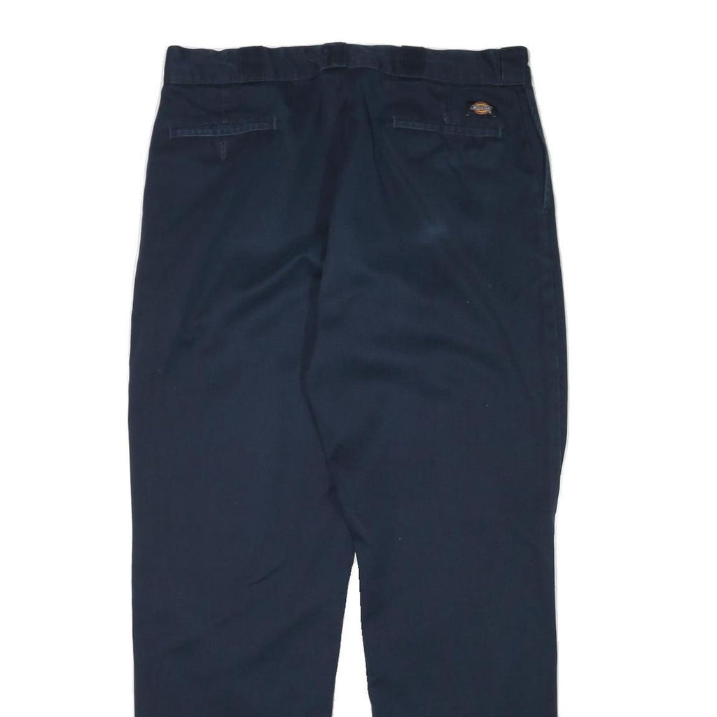 DICKIES Mens Cotton Blend Navy Regular Straight Trousers W36 L32 Workwear Zip