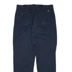 DICKIES Mens Cotton Blend Navy Regular Straight Trousers W36 L32 Workwear Zip