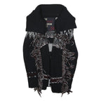SUPERDRY Womens Black Patterned Chunky Knit Shawl Collar Jumper S Acrylic