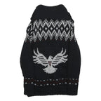 SUPERDRY Womens Black Patterned Chunky Knit Shawl Collar Jumper S Acrylic