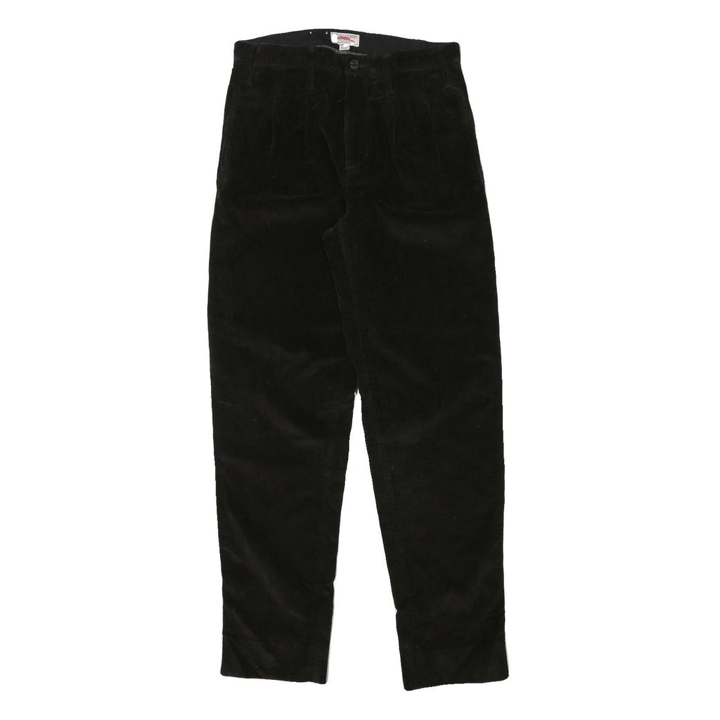 WALLACE AND BARNS Mens Cotton Blend Black Relaxed Straight Trousers W30 L32