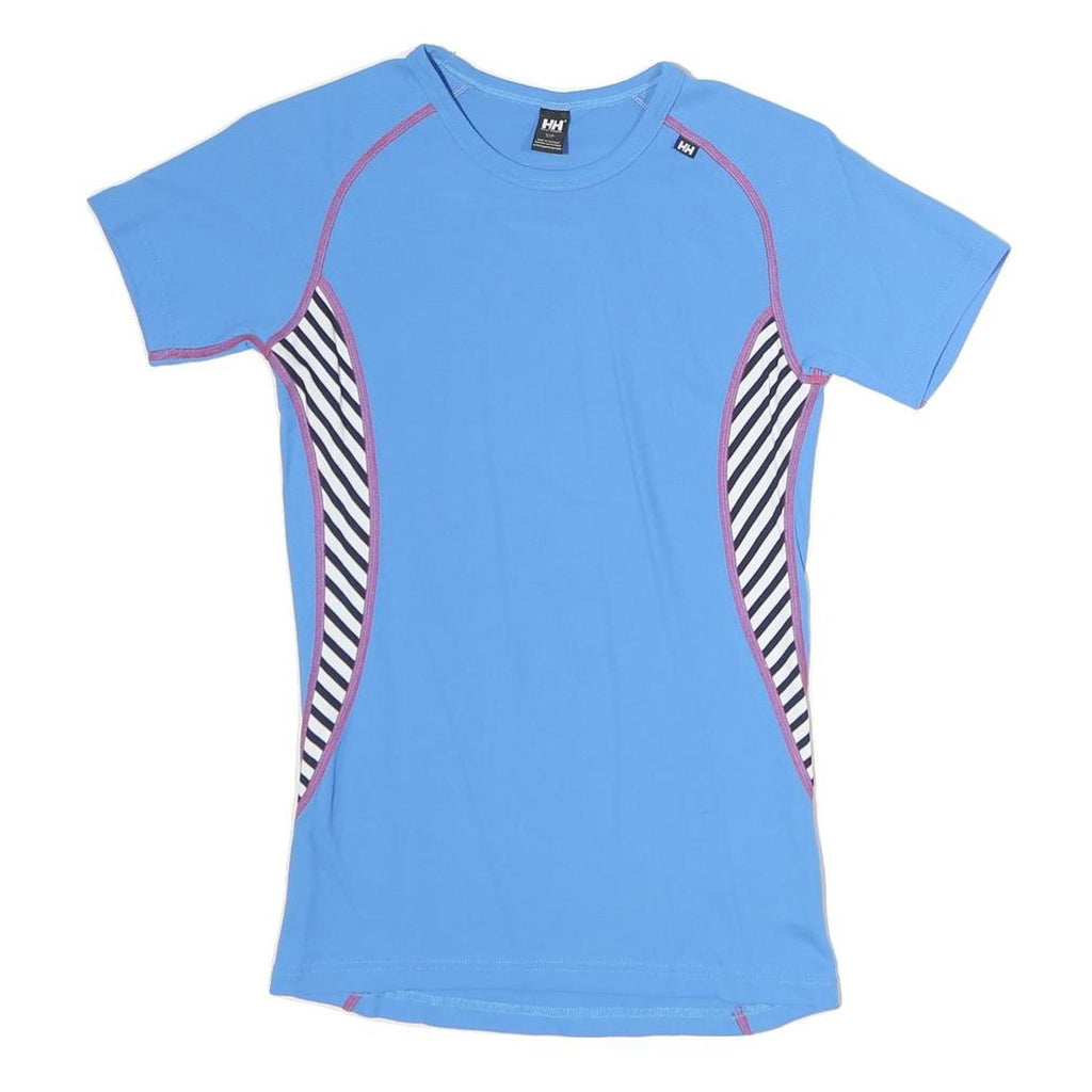 HELLY HANSEN Womens Blue & Black Stripe Graphic T-Shirt S Short Sleeve Crew Neck