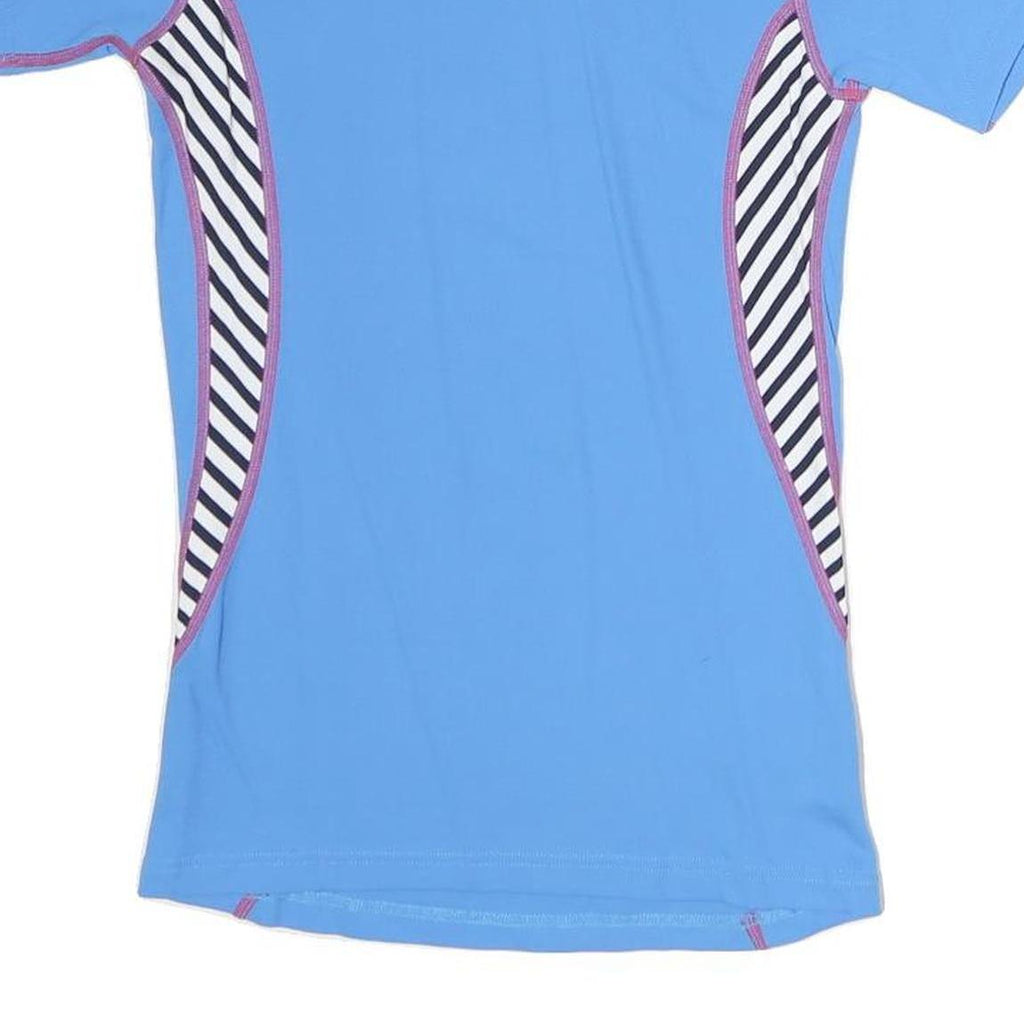 HELLY HANSEN Womens Blue & Black Stripe Graphic T-Shirt S Short Sleeve Crew Neck