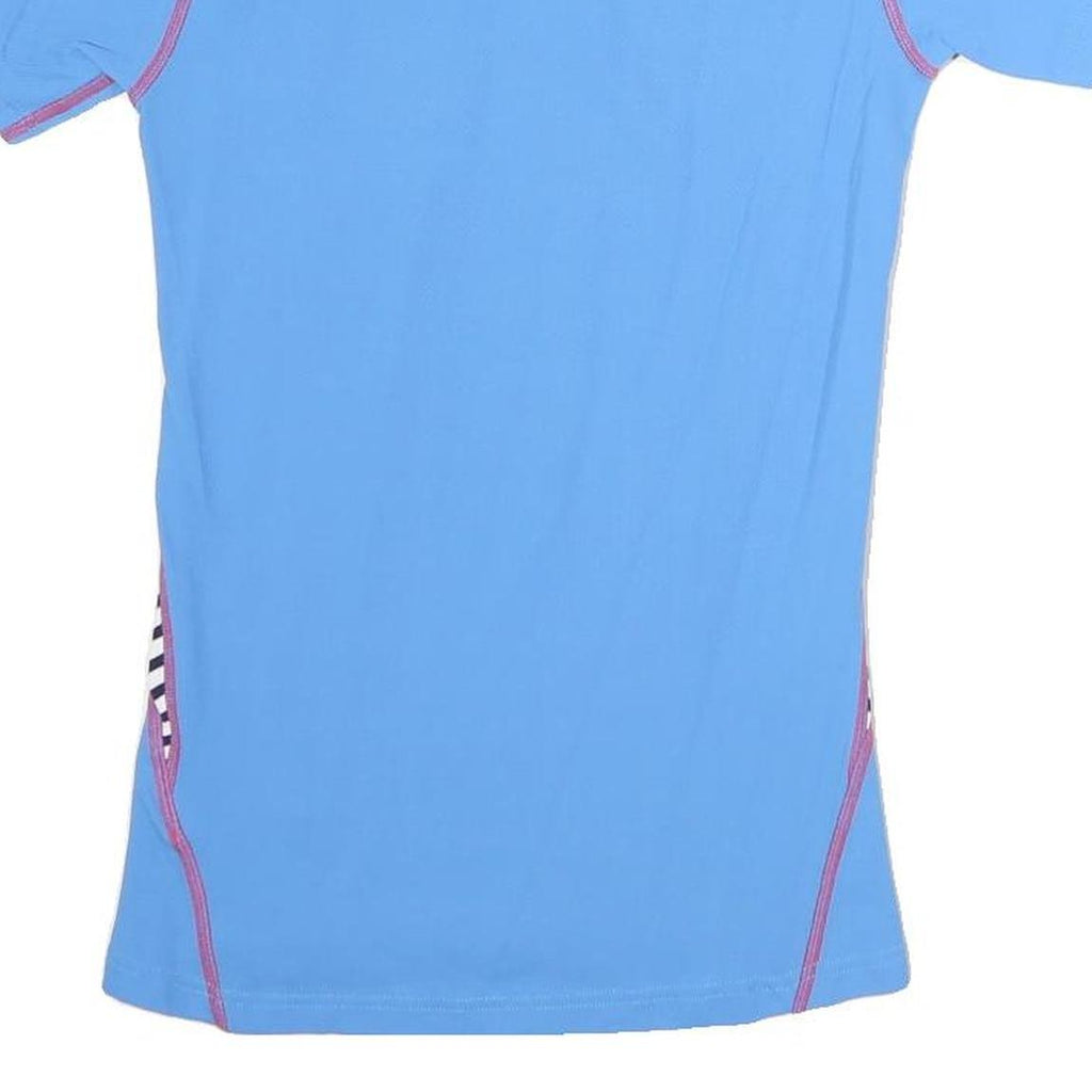 HELLY HANSEN Womens Blue & Black Stripe Graphic T-Shirt S Short Sleeve Crew Neck