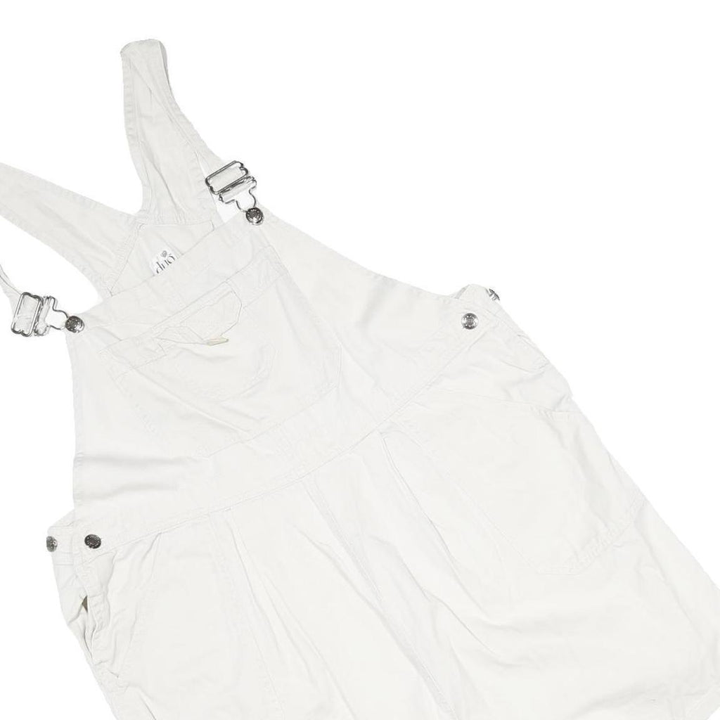 DUO Womens White Cotton Blend Dungarees Regular Fit Woven XL W40 L5 Summer