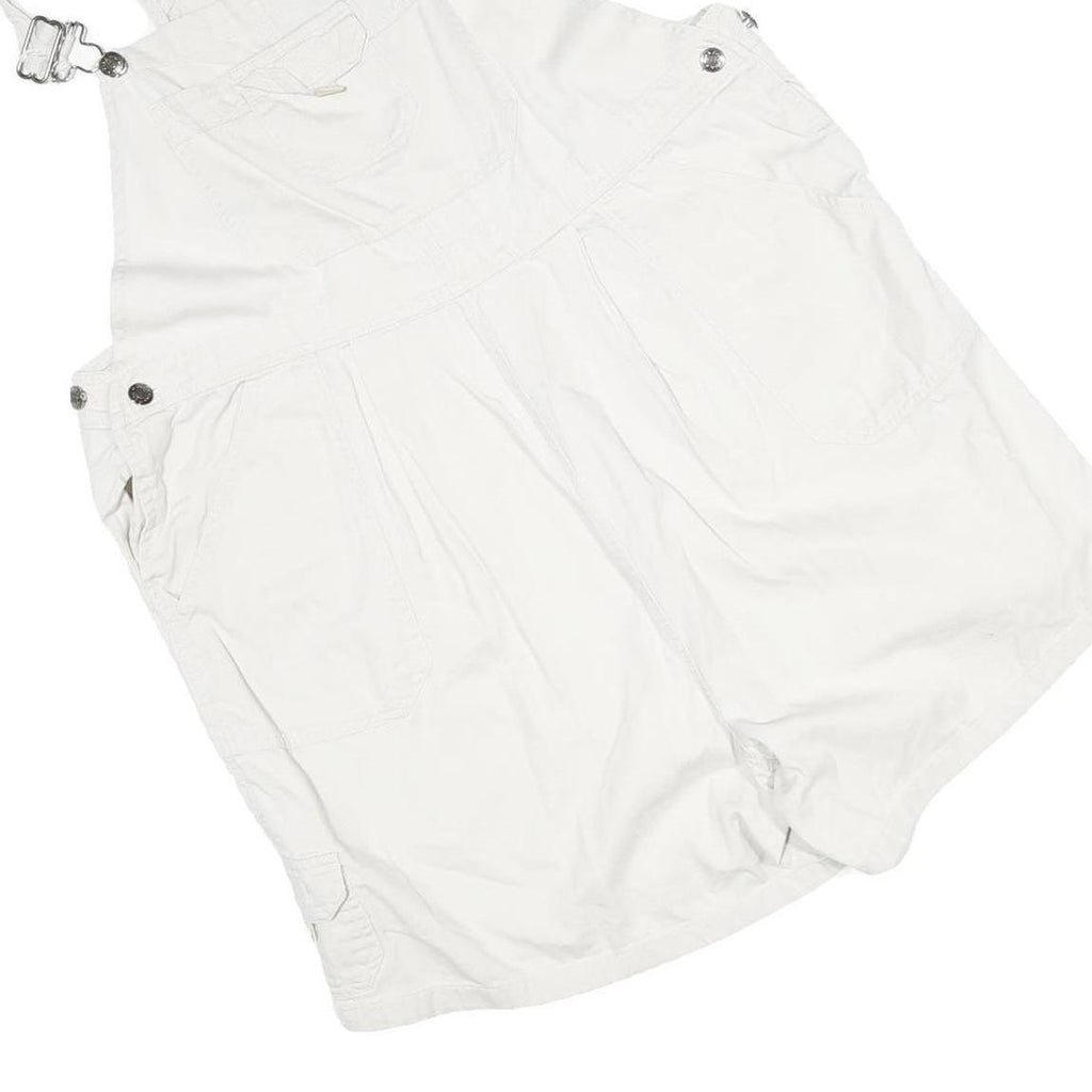 DUO Womens White Cotton Blend Dungarees Regular Fit Woven XL W40 L5 Summer