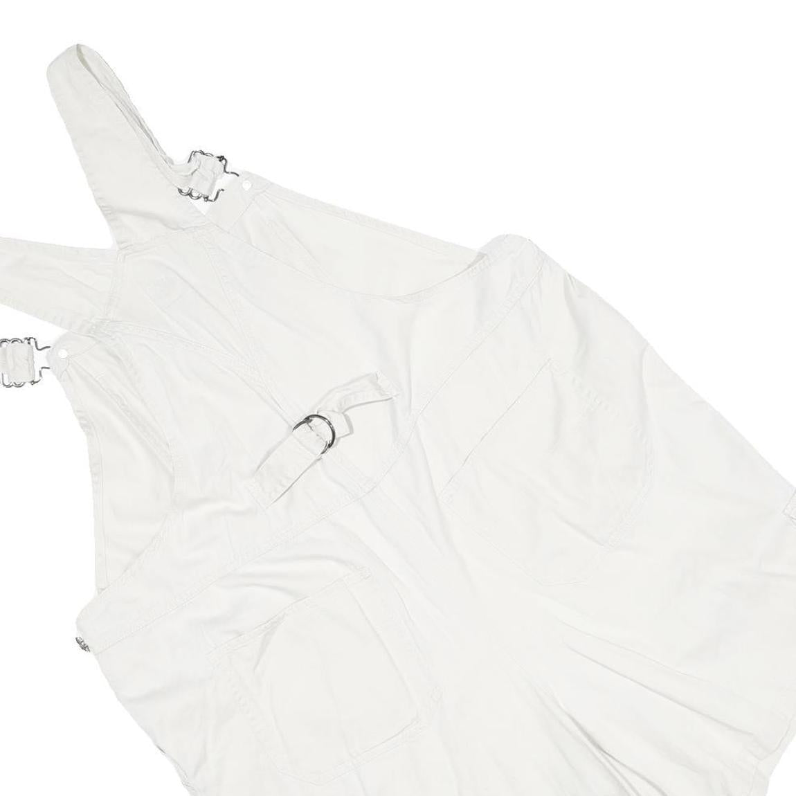 DUO Womens White Cotton Blend Dungarees Regular Fit Woven XL W40 L5 Summer