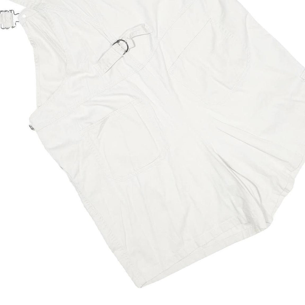 DUO Womens White Cotton Blend Dungarees Regular Fit Woven XL W40 L5 Summer