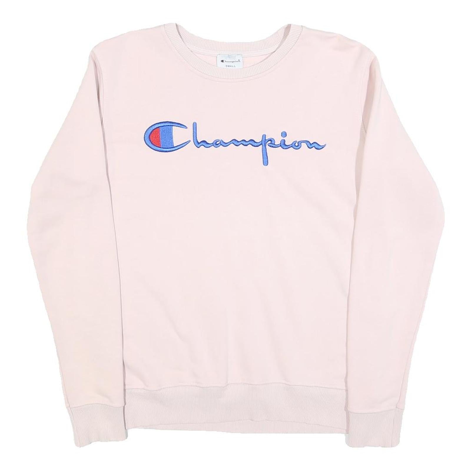 CHAMPION Womens Pink Crew Neck S Logo Embroidered Cotton Sweatshirt