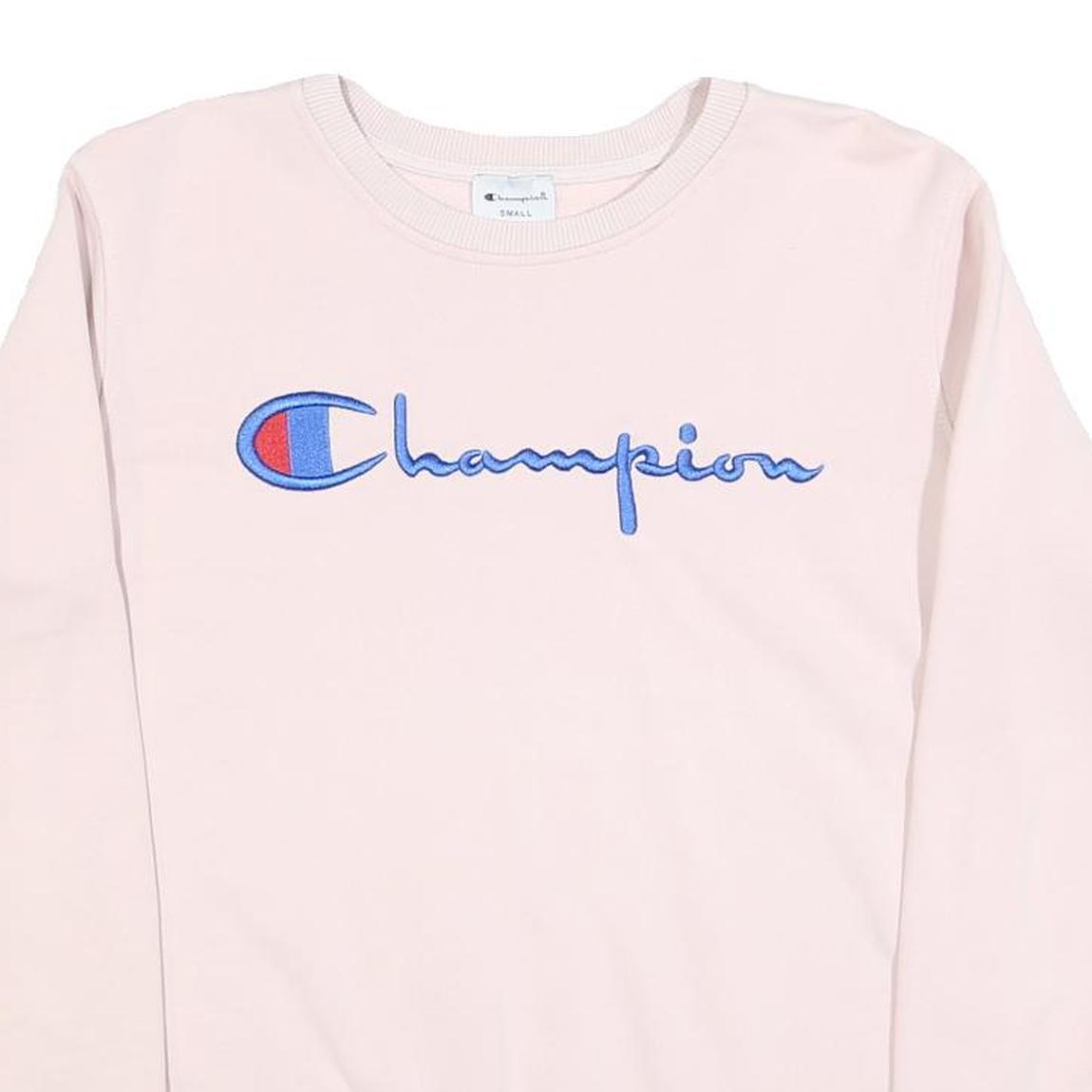 CHAMPION Womens Pink Crew Neck S Logo Embroidered Cotton Sweatshirt