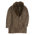 Womens Brown Faux Fur Collar Button Jacket M Polyester Blend Coat Outerwear