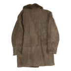 Womens Brown Faux Fur Collar Button Jacket M Polyester Blend Coat Outerwear