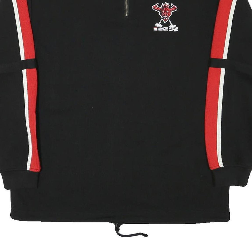 IXS Mens Black & Red Zip Neck M Sweatshirt Sports Logo Pullover Polyester Blend