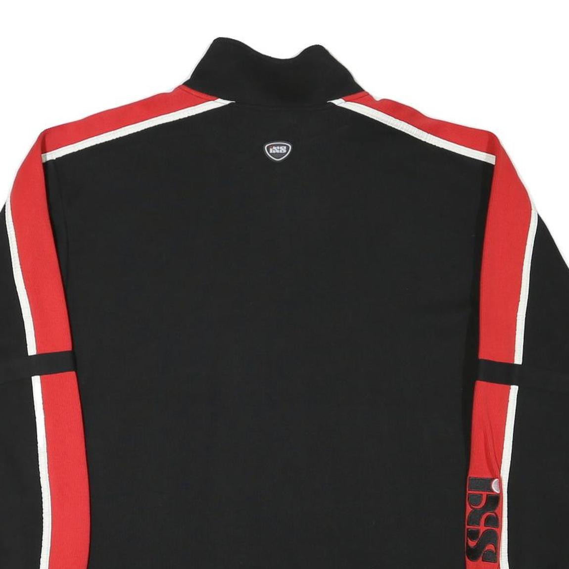 IXS Mens Black & Red Zip Neck M Sweatshirt Sports Logo Pullover Polyester Blend