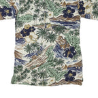 NWT Womens Green & Beige Tropical Floral Short Sleeve Polo Shirt M Cotton Blend